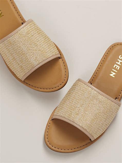 raffia slides sandals